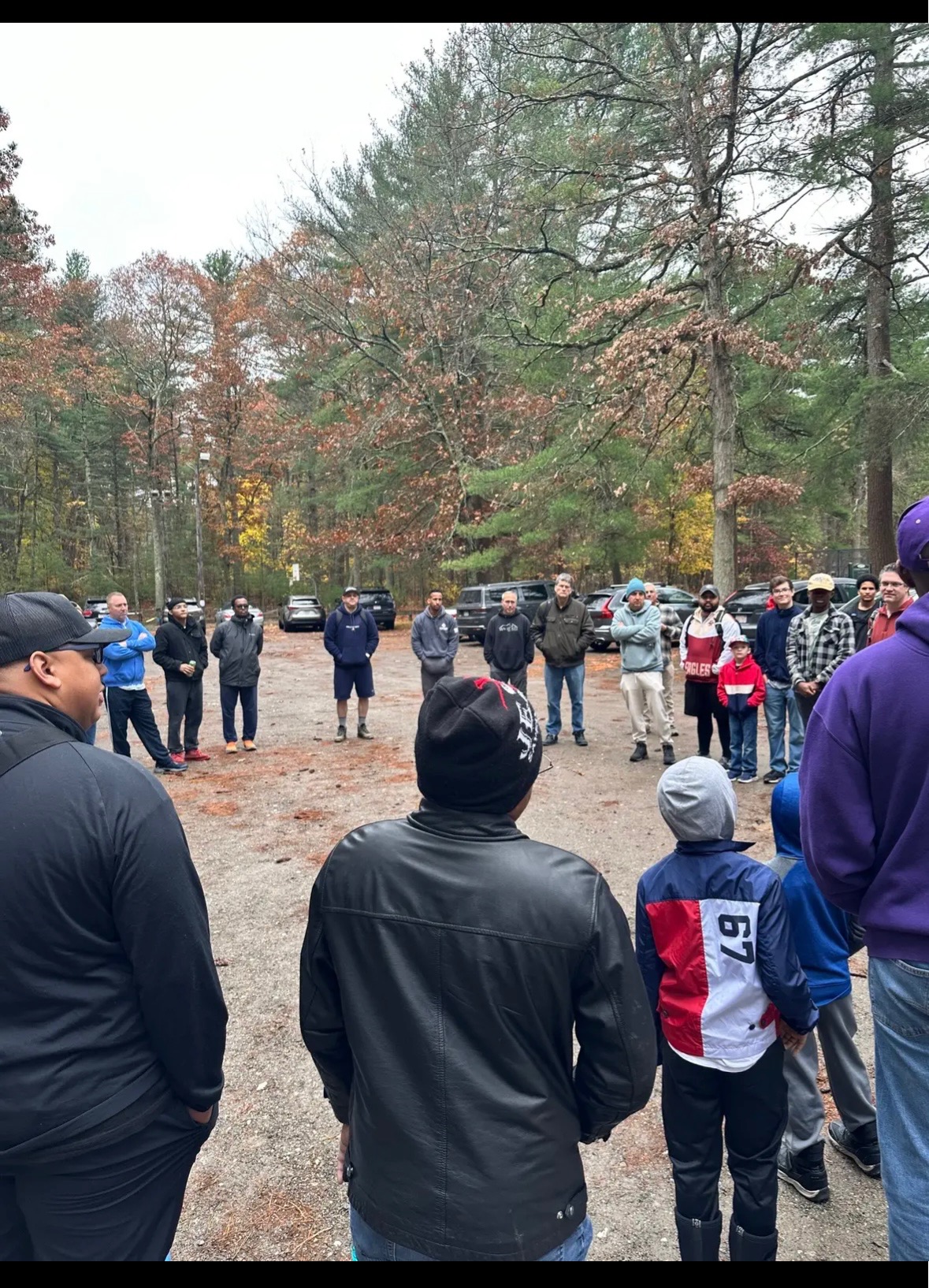 MA-RI men hiking together in outdoor fellowship